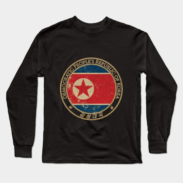 Vintage North Korea Democratic Peoples Republic of Korea Asia Asian Flag Long Sleeve T-Shirt by DragonXX